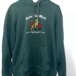 Dark green H & M hoodie size small w knitted design true to size